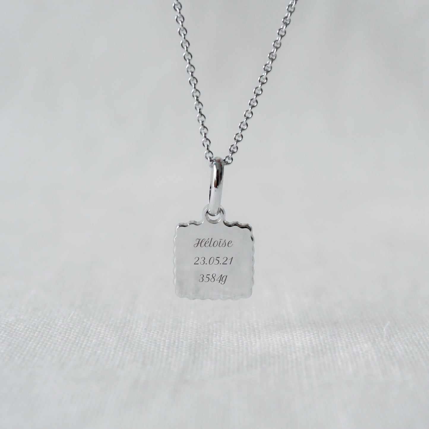 Collier Alice canelé homme argenté rhodié