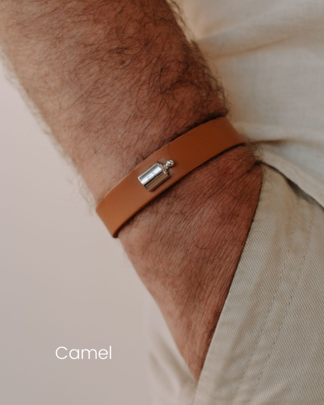 Bracelet Cuir Mon Petit Poids homme argenté rhodié