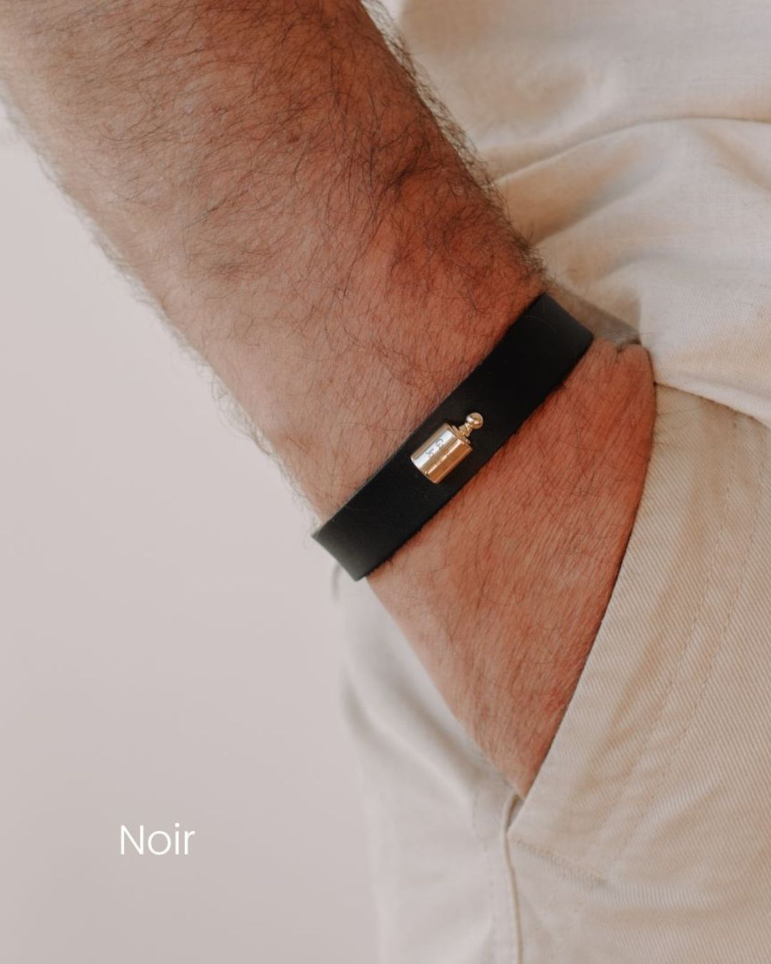 Bracelet Cuir Mon Petit Poids homme plaqué or jaune
