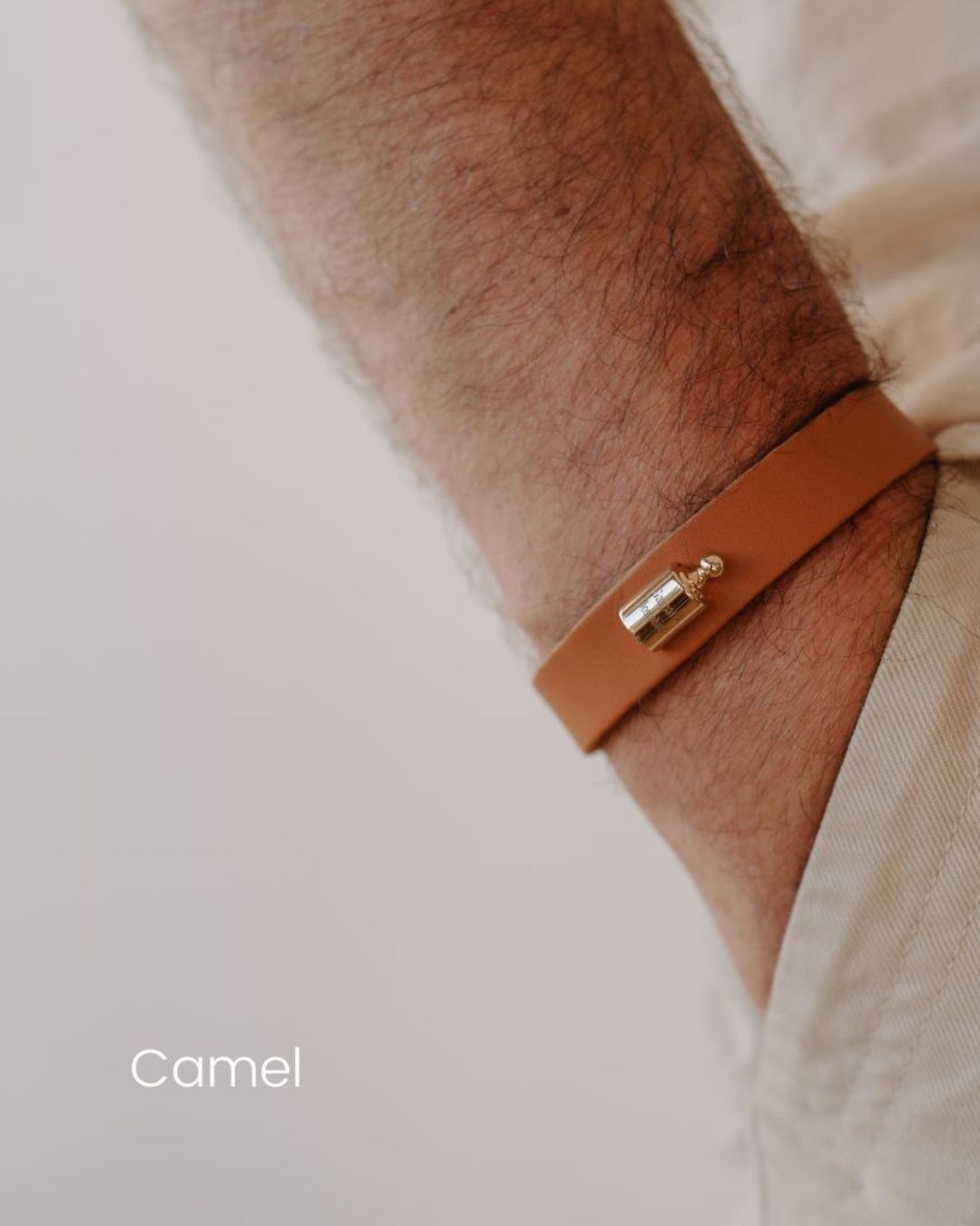 Bracelet Cuir Mon Petit Poids homme plaqué or jaune