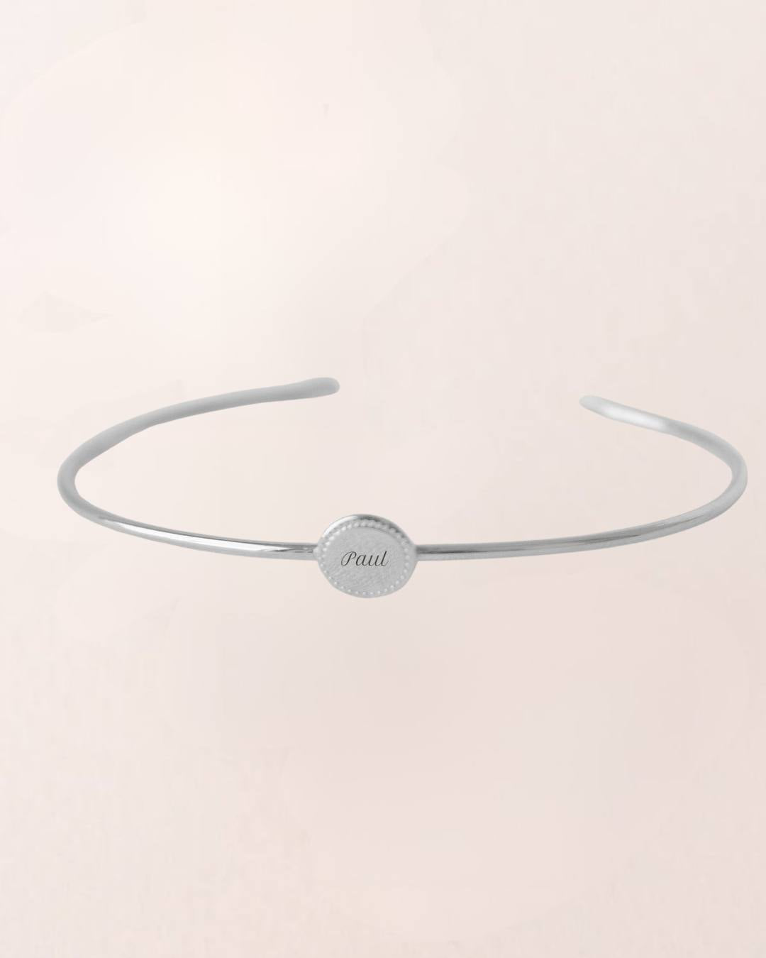Jonc Madeleine perlé argenté rhodié - photo packshot