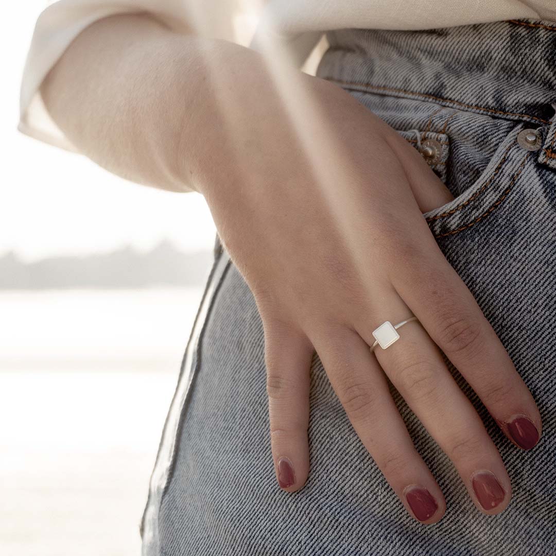 Bague Alice perlé argenté rhodié - Mon Petit Poids