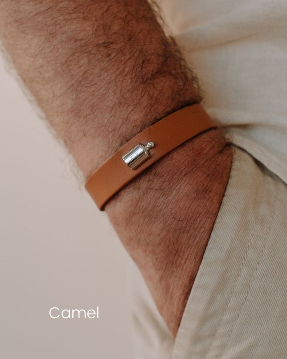 Bracelet Cuir Mon Petit Poids homme argenté rhodié - Mon Petit Poids