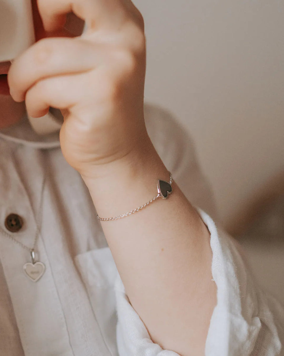 Bracelet médaille Simone enfant argenté rhodié - Mon Petit Poids
