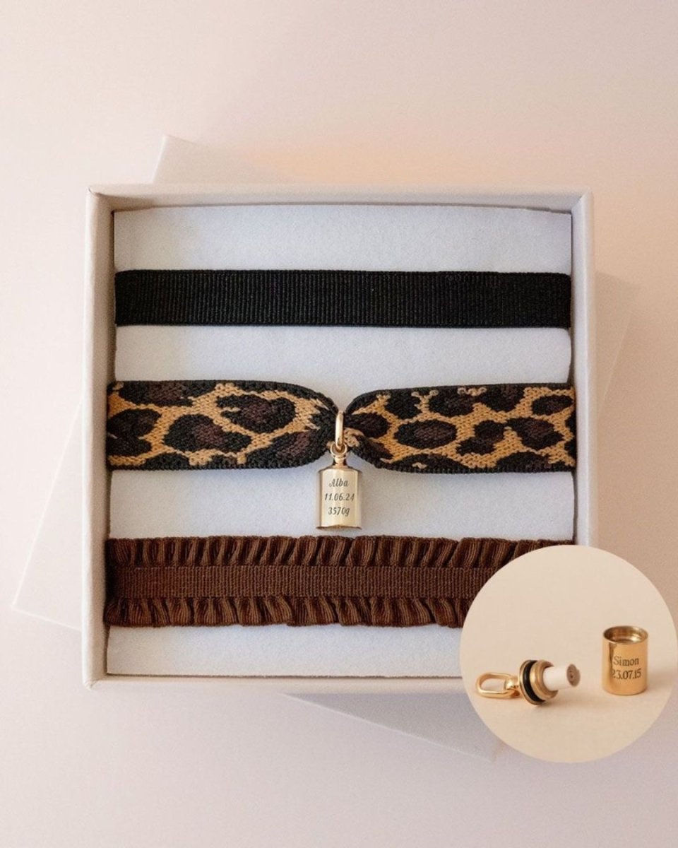 Coffret bracelets Mon Petit Secret léopard plaqué or jaune - Mon Petit Poids