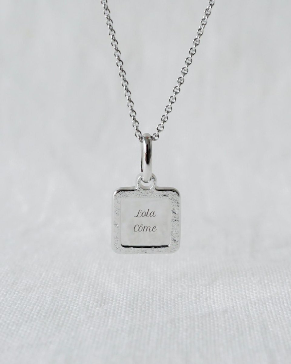 Collier Alice martelé homme argenté rhodié - Mon Petit Poids