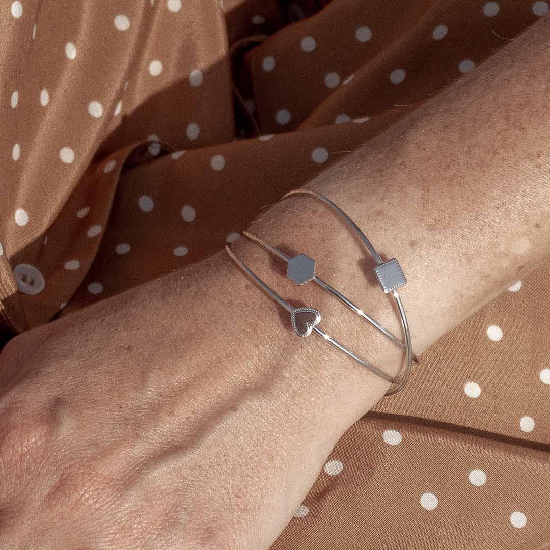 Jonc Alice perlé argenté rhodié - Mon Petit Poids