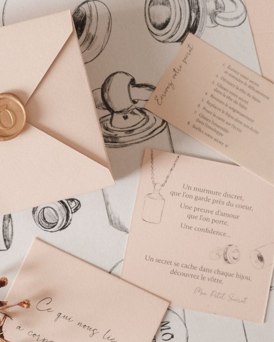 Carte contenu dans le packaging du collier Mon Petit Secret Enfant