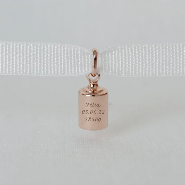 Médaille hexagonale plaqué or rose à graver - Mon Petit Poids