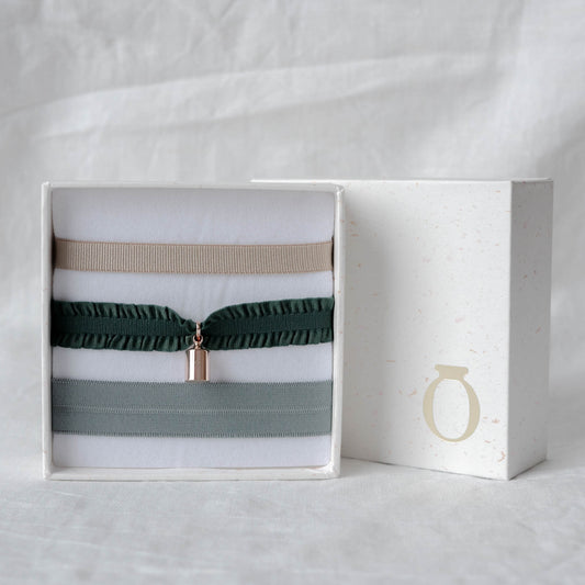 Coffret bracelets Mon Petit Poids vert plaqué or rose