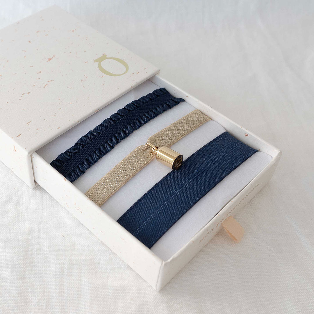 Coffret bracelets Mon Petit Poids bleu plaqué or jaune