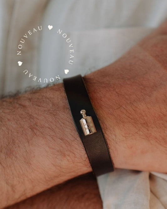 Bracelet Cuir Mon Petit Poids homme plaqué or jaune