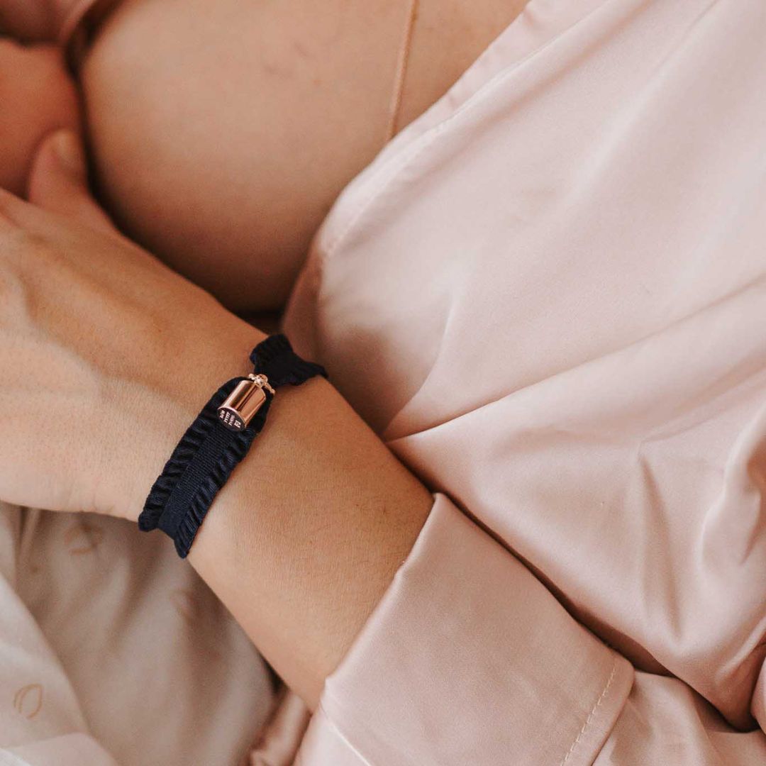 Coffret bracelets Mon Petit Poids bleu plaqué or rose