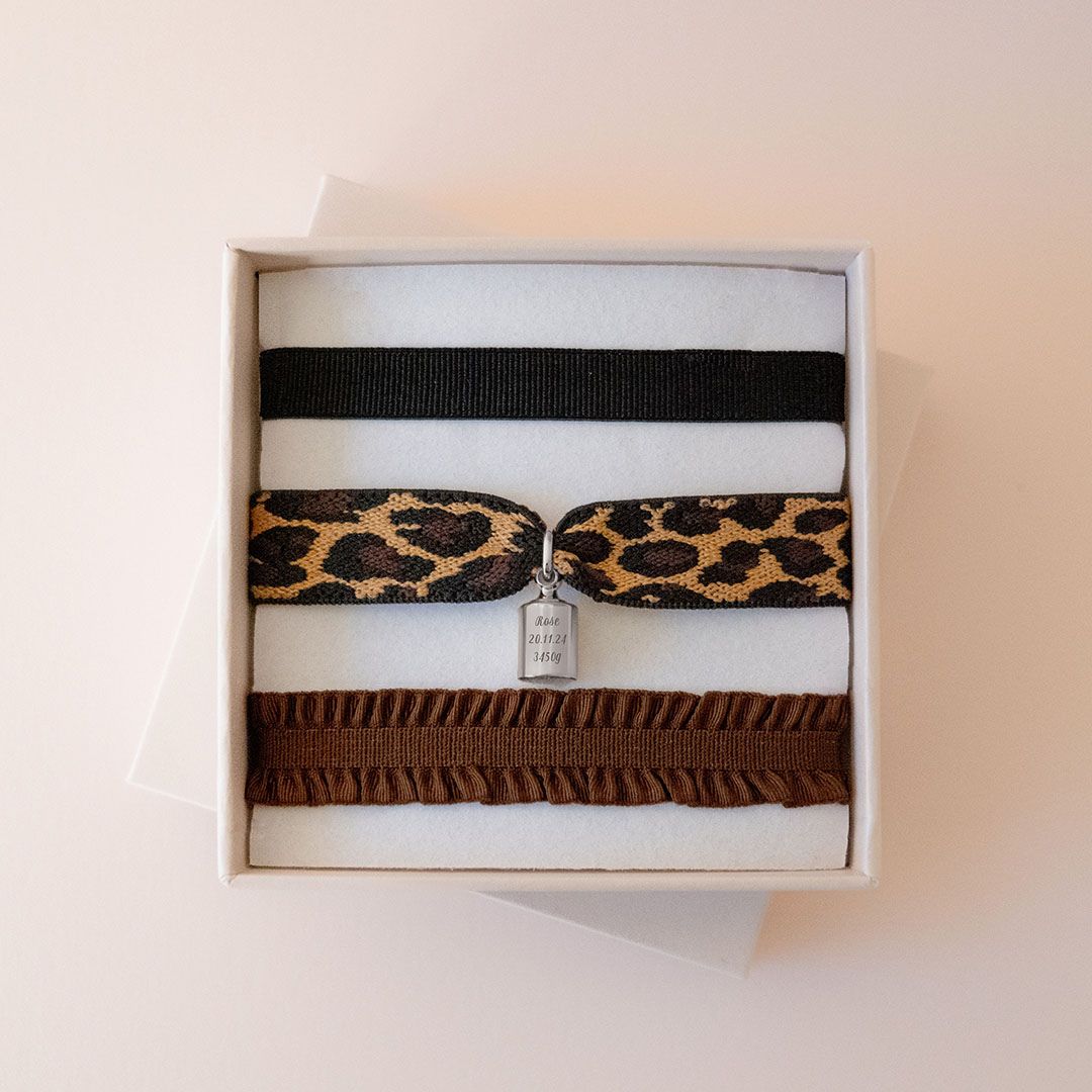Coffret bracelets Mon Petit Poids léopard argenté rhodié