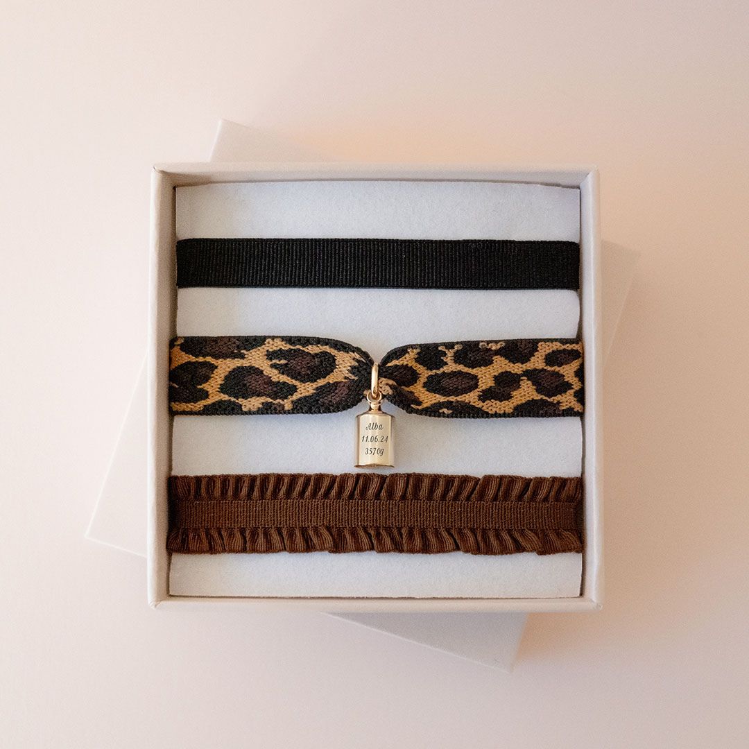 Coffret bracelets Mon Petit Poids léopard plaqué or jaune