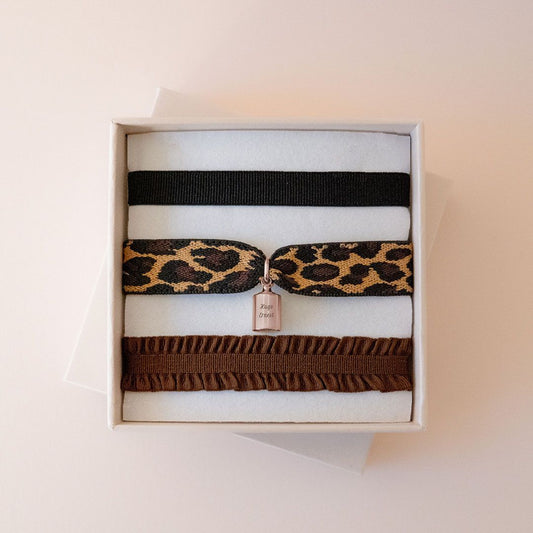 Coffret bracelets Mon Petit Poids léopard plaqué or rose