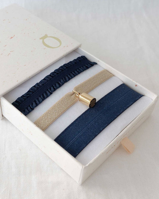 Coffret bracelets Mon Petit Poids bleu plaqué or jaune