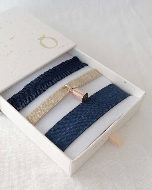 Coffret bracelets Mon Petit Poids bleu plaqué or rose