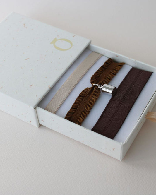Coffret bracelets Mon Petit Poids chocolat argenté rhodié