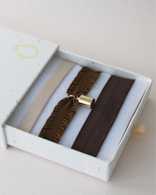 Coffret bracelets Mon Petit Poids chocolat plaqué or jaune