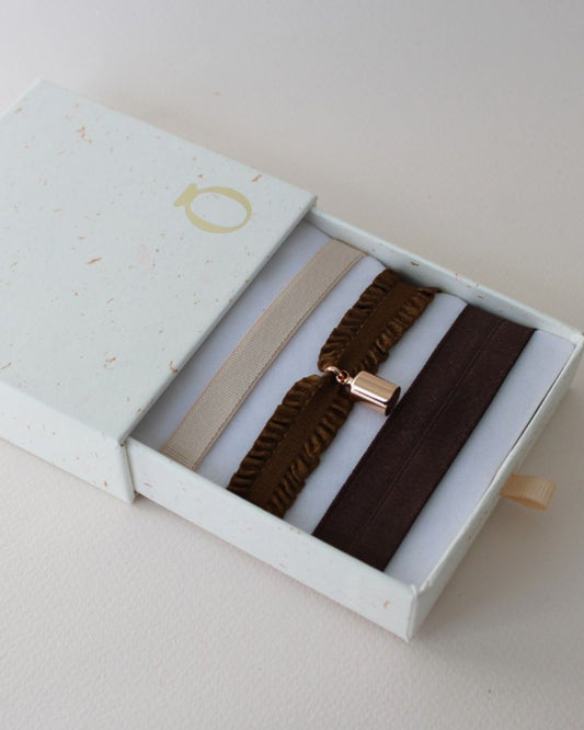 Coffret bracelets Mon Petit Poids chocolat plaqué or rose