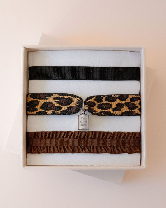 Coffret bracelets Mon Petit Poids léopard argenté rhodié