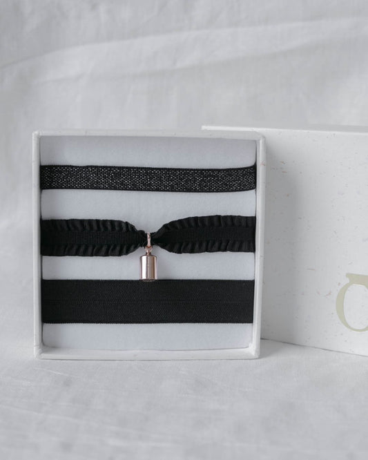 Coffret bracelets Mon Petit Poids noir plaqué or rose