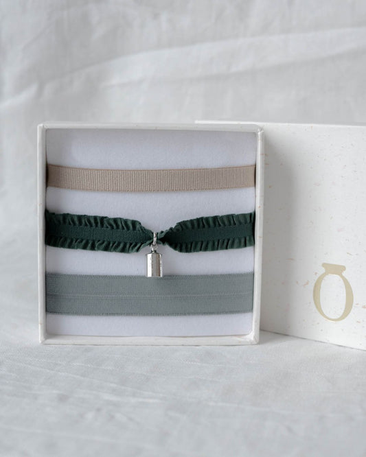 Coffret bracelets Mon Petit Poids vert argenté rhodié