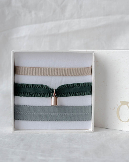 Coffret bracelets Mon Petit Poids vert plaqué or rose