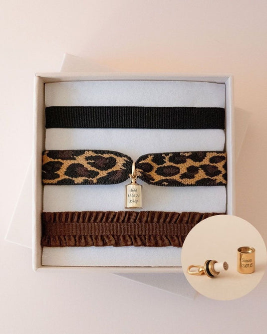 Coffret bracelets Mon Petit Secret léopard plaqué or jaune