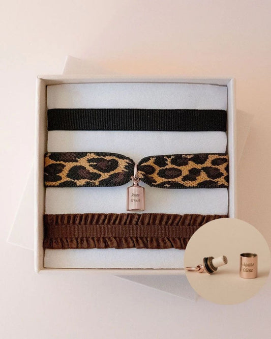 Coffret bracelets Mon Petit Secret léopard plaqué or rose