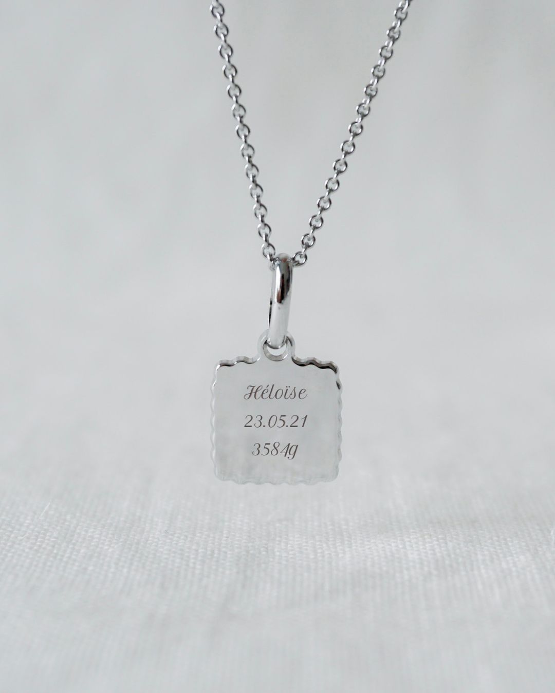 Collier Alice canelé homme argenté rhodié
