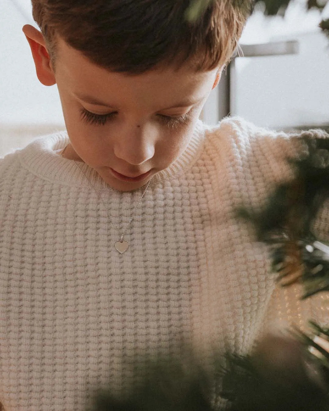 Collier Simone canelé enfant argenté rhodié