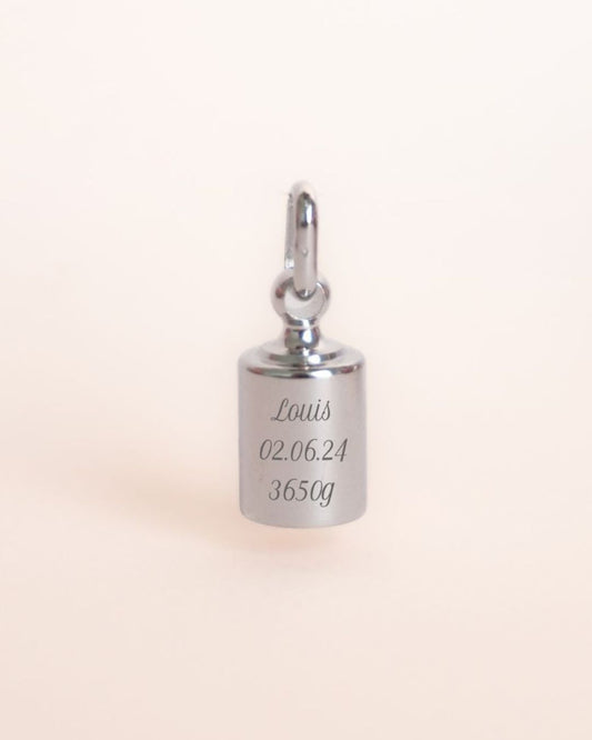 Pendentif Mon Petit Poids enfant argenté rhodié
