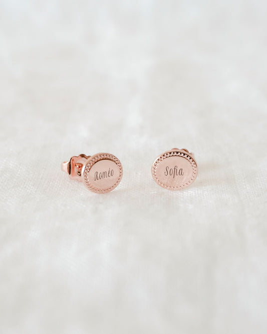 Puces d'oreilles Madeleine perlé plaqué or rose
