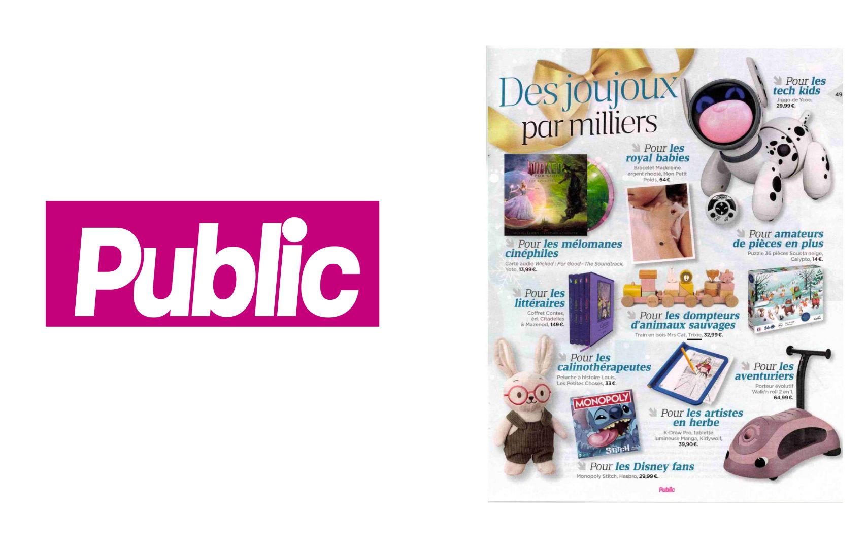 Revue de presse Public mettant en avant le bracelet Madeleine argenté rhodié pour enfant