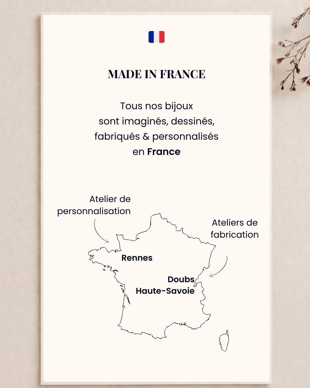 Carte présentant les lieux où sont fabriqués les bijoux Mon Petit Poids