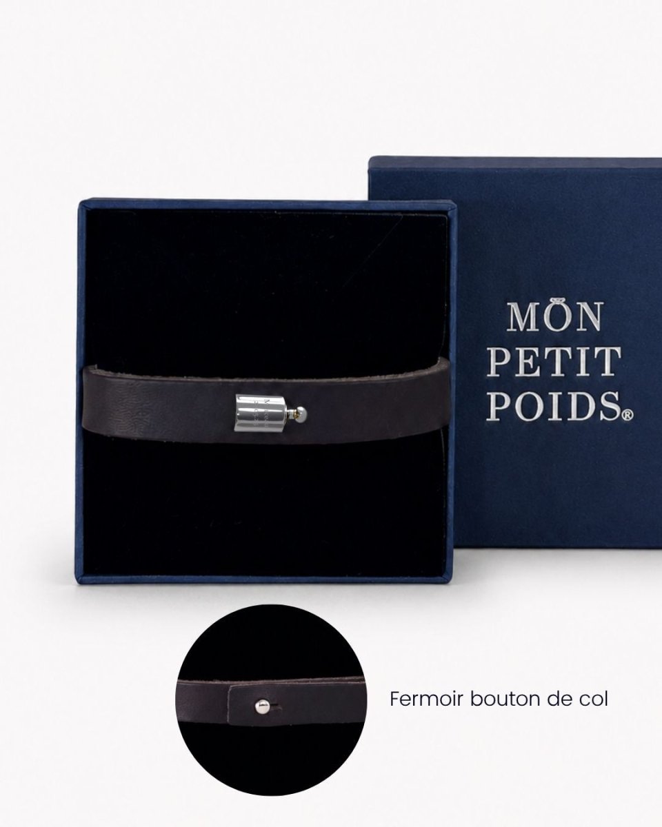 Bracelet Cuir Mon Petit Poids homme argenté rhodié - Mon Petit Poids
