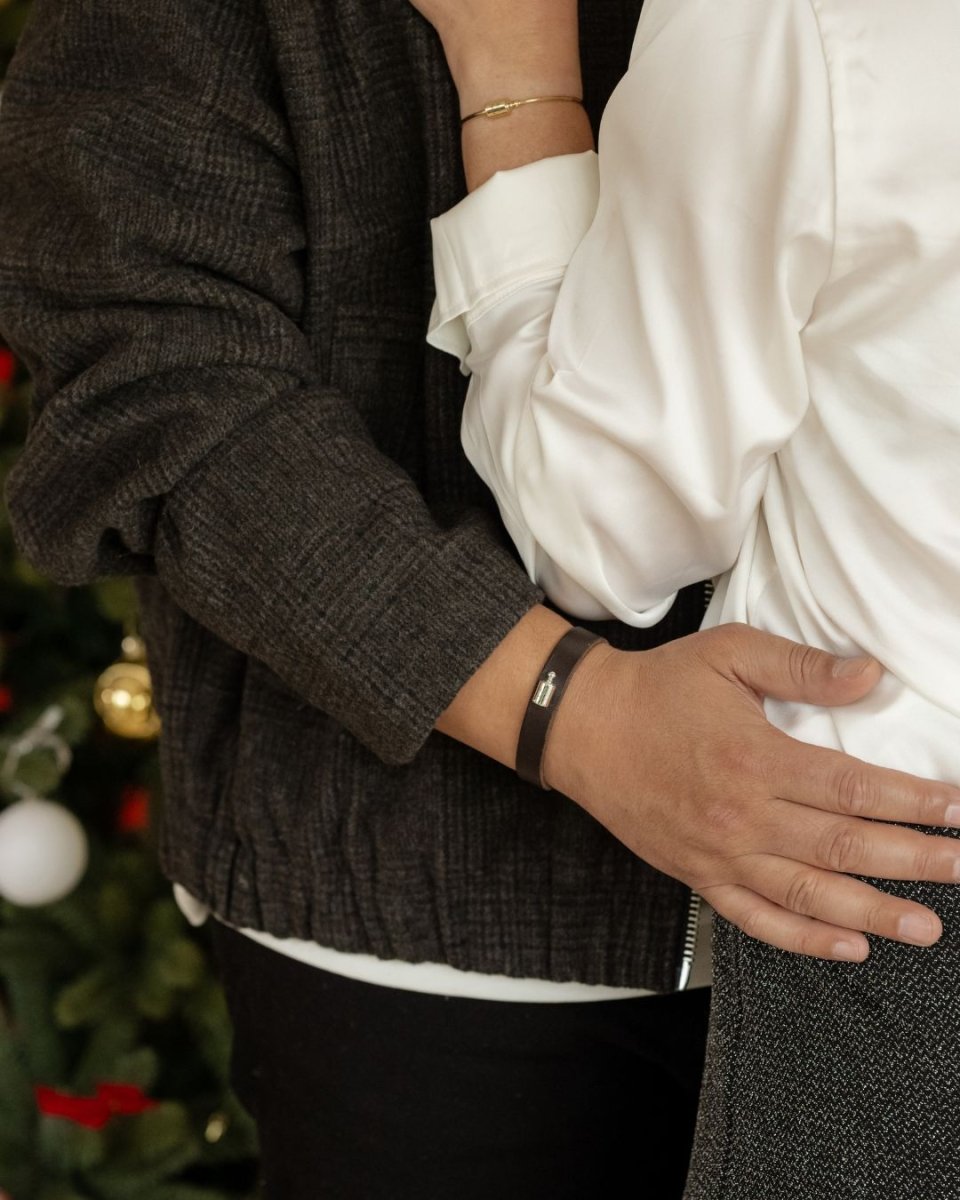 Bracelet Cuir Mon Petit Poids homme argenté rhodié - Mon Petit Poids