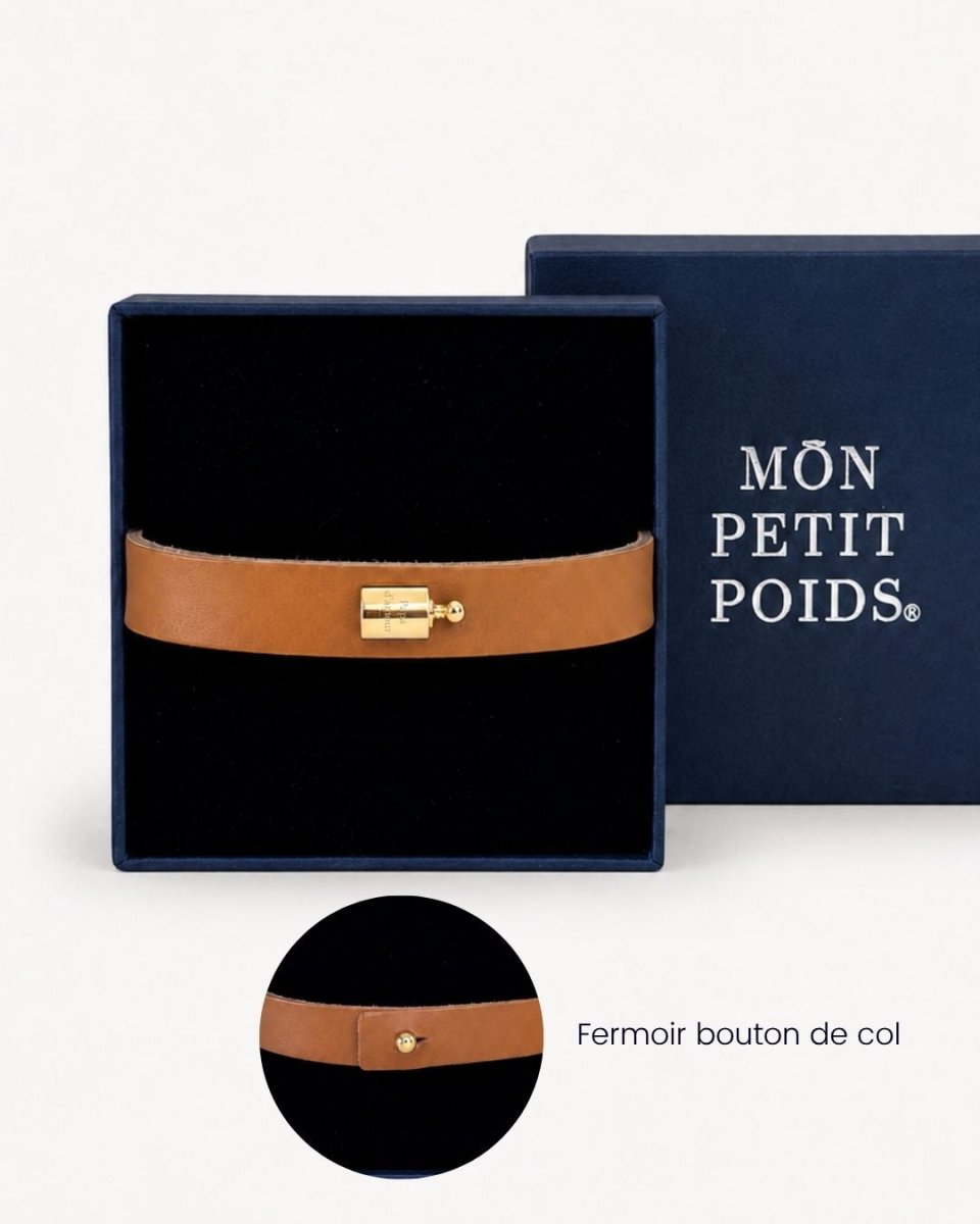 Bracelet Cuir Mon Petit Poids homme plaqué or jaune - Mon Petit Poids