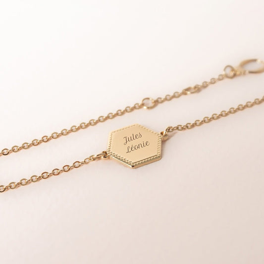 Bracelet médaille Henriette plaqué or jaune - Mon Petit Poids