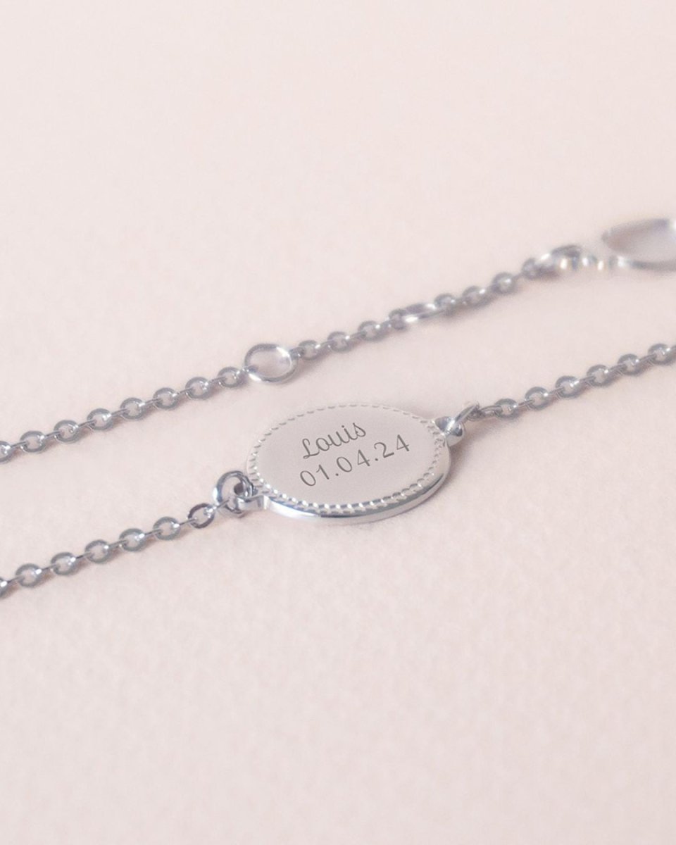 Bracelet médaille Madeleine argenté rhodié - Mon Petit Poids