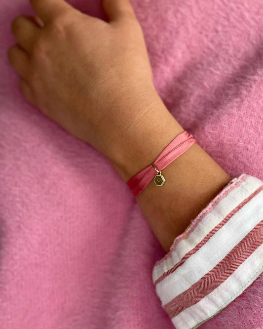 Bracelet soie mini médaille Henriette - Mon Petit Poids