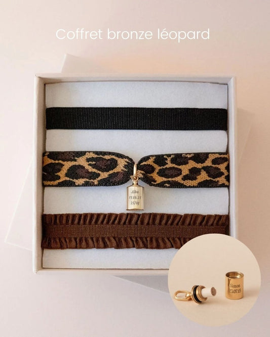 Coffret bracelets Mon Petit Secret léopard plaqué or jaune - Mon Petit Poids
