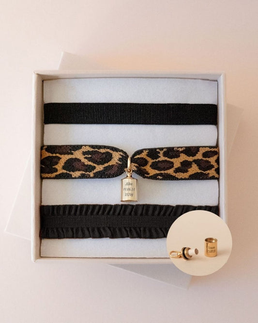 Coffret bracelets Mon Petit Secret léopard plaqué or jaune - Mon Petit Poids