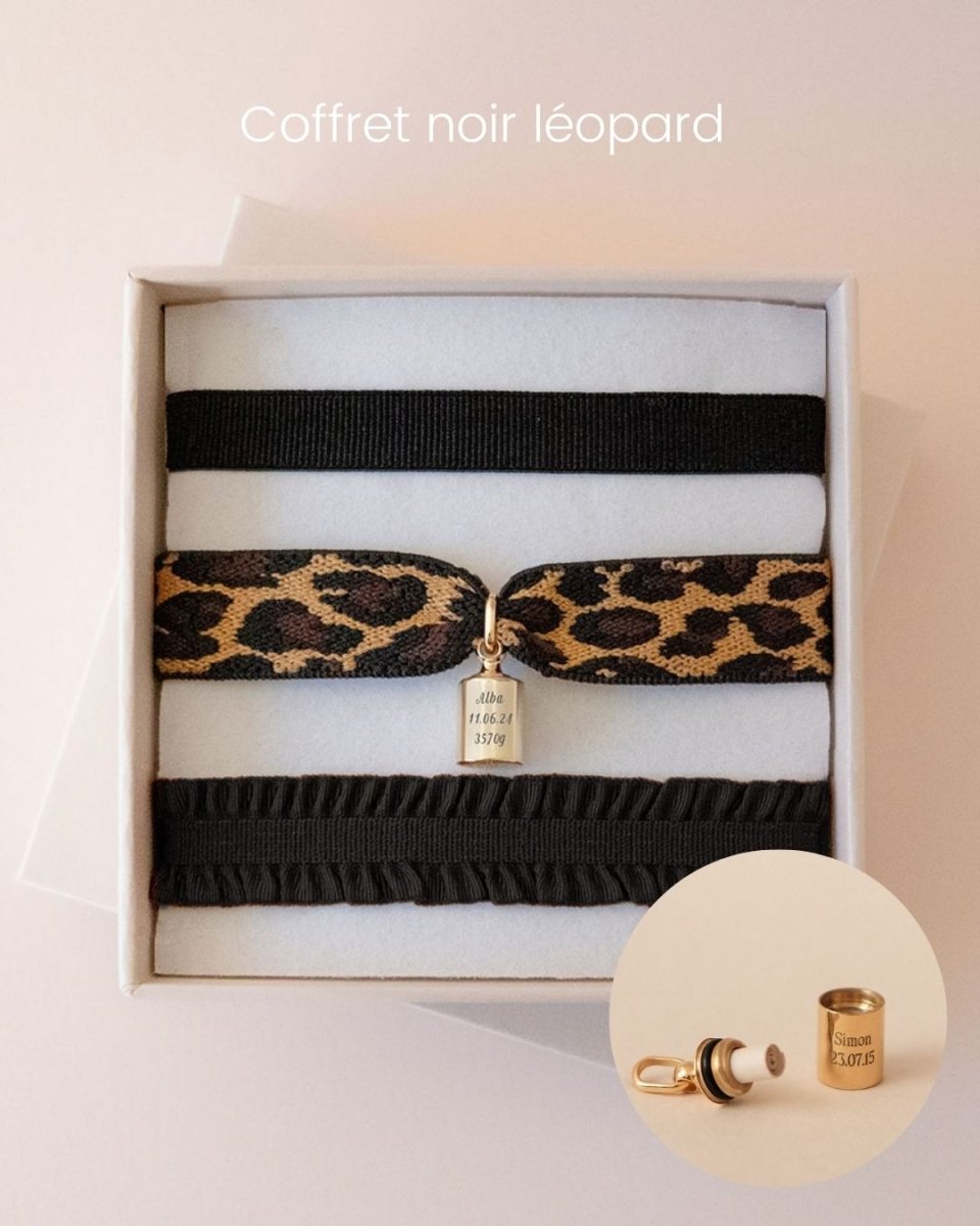 Coffret bracelets Mon Petit Secret léopard plaqué or jaune - Mon Petit Poids