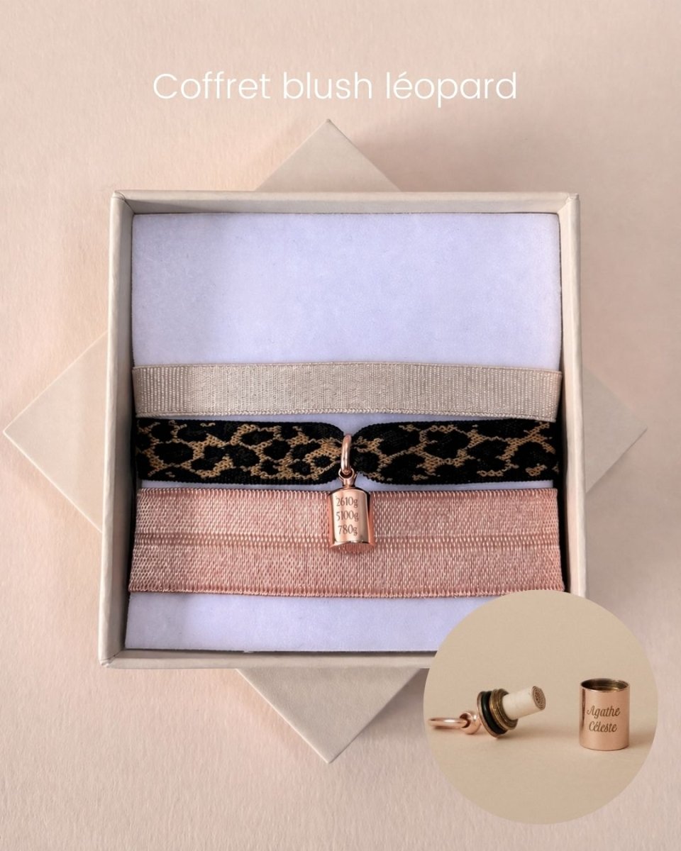 Coffret bracelets Mon Petit Secret léopard plaqué or rose - Mon Petit Poids
