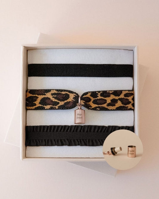 Coffret bracelets Mon Petit Secret léopard plaqué or rose - Mon Petit Poids