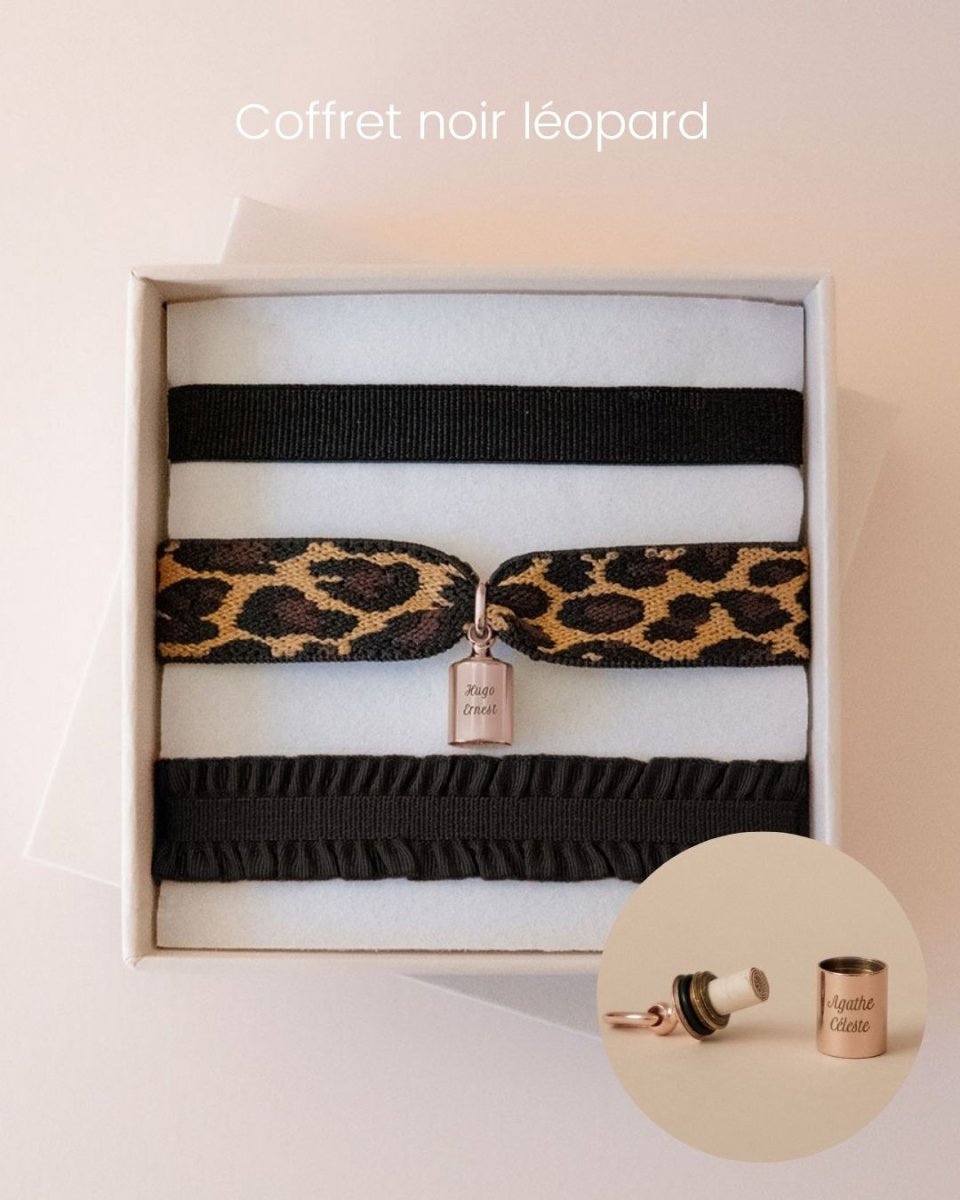 Coffret bracelets Mon Petit Secret léopard plaqué or rose - Mon Petit Poids