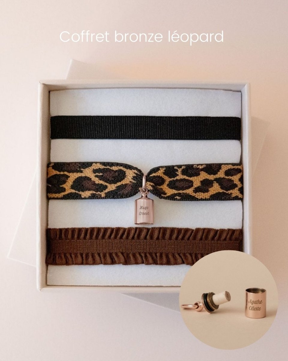 Coffret bracelets Mon Petit Secret léopard plaqué or rose - Mon Petit Poids